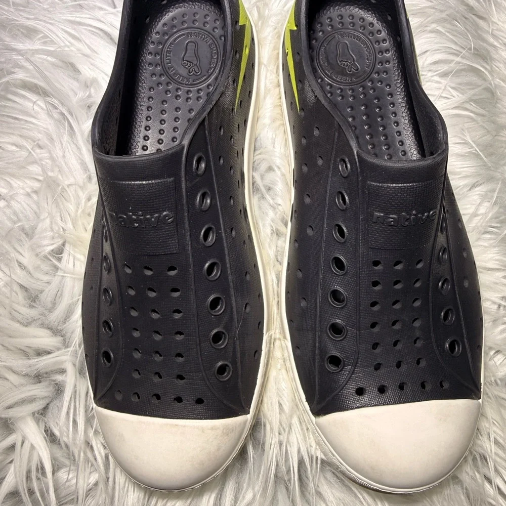 Native Kids Black Water Shoes with Neon Yellow Accent